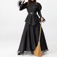 thumbnail image 3 of EQWLJWE Robe de Sorcière d'Halloween pour Femmes Manches Longues Bouffantes Gothique Court Manches Longues Col en V Robe à Lacets, 3 of 8