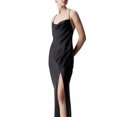 thumbnail image 3 of SUNSIOM Robe Longue en Satin pour Femmes Couleur Unie Été Dos Nu Fendue Robe de Soirée pour Cocktail Plage Mode Urbaine, 3 of 5