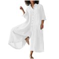 thumbnail image 1 of Yuyuzo Linen Jumpsuits for Women Plus Size Short Sleeve V Neck Rompers Button down Dressy Casual Outfit, 1 of 6