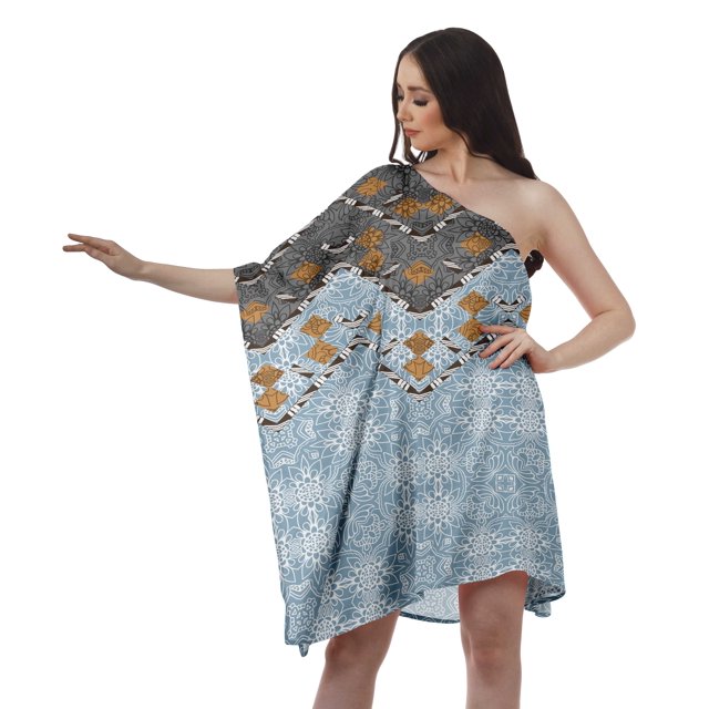 Moomaya Robe Maxi à une Épaule pour Femmes Imprimée Grande Taille Kaftan Robe de Plage
