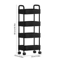 thumbnail image 4 of Dvruxg 4-Tier Plastic Rolling Utility Cart with Handle, Multi-Functional Storage Trolley for Office, Living Room, Kitchen, Movable Storage Organizer with Wheels, Black, 4 of 5