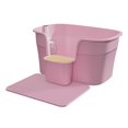 thumbnail image 2 of Pet Litter Tray Semi Enclosed Cat Litter Box Splashproof High Sided Large Kitten Pink w Pedal Board, 2 of 9