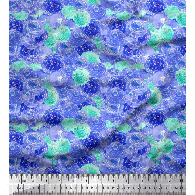 Soimoi Purple Velvet Fabric Flower Watercolor Decor Fabric Printed BTY 58 Inch Wide