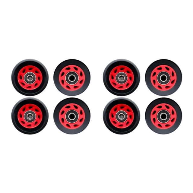 Decodeary Inline Skate Wheel PU Wear-Resistant 58mm Wheels Replacement 82A Black+Red 58x58x32mm 2Set