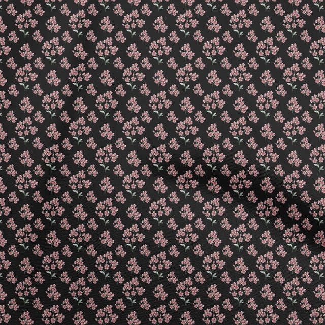 oneOone Rayon Black Fabric Floral Craft Projects Decor Fabric Printed By The Yard 56 Inch Wide