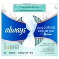 thumbnail image 3 of Always Pure Cotton with FlexFoam Pads, Size 1, Regular, with Wings, Unscented, 3 of 17