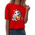 thumbnail image 2 of YLHFASHION T-shirt d'Halloween pour Femmes à Manches Courtes, Col Rond, Graphique, Hauts Imprimés Citrouille, Chandails Décontractés d'Automne et d'Automne 2025, Vente Liquidation 2025, T-shirt à Manches Courtes pour Femmes, 2 of 4