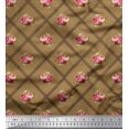 thumbnail image 1 of Soimoi polyester Crepe Fabric Check,Leaves & Rose Floral Print Fabric by the Yard 52 Inch Wide, 1 of 3