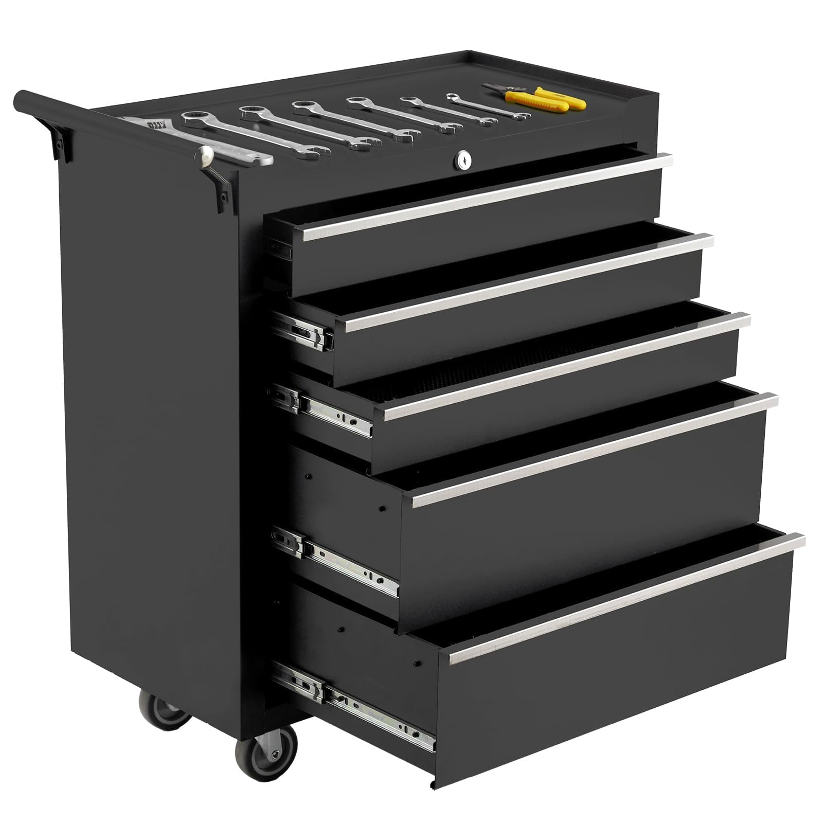 Yiwa 5-Drawer Mobile Tool Chest, Rolling Toolbox with Detachable Top, Locking System & Drawer Liners for Garage and Workshop