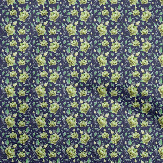oneOone Georgette Viscose Navy Blue Fabric Florals Craft Projects Decor Fabric Printed By The Yard 42 Inch Wide