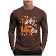 thumbnail image 3 of YOIAVAIOY T-Shirts Graphiques à Manches Longues pour Hommes T-Shirts d'Halloween à Imprimé Fantôme Citrouille T-Shirts à Manches Longues Col Rond Hauts d'Automne Blouse Décontractée de Festival Café L, 3 of 6