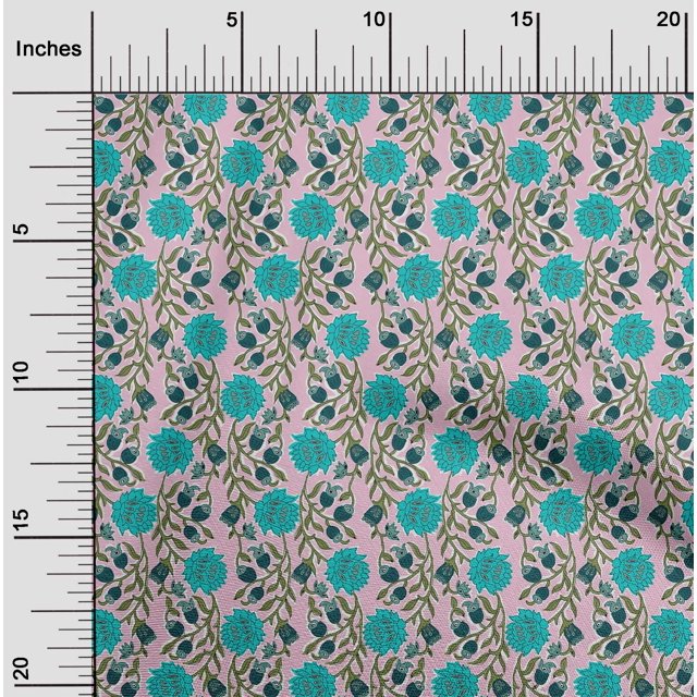 oneOone Cotton Poplin Fabric Leaves & Floral Block Decor Fabric Printed BTY 56 Inch Wide