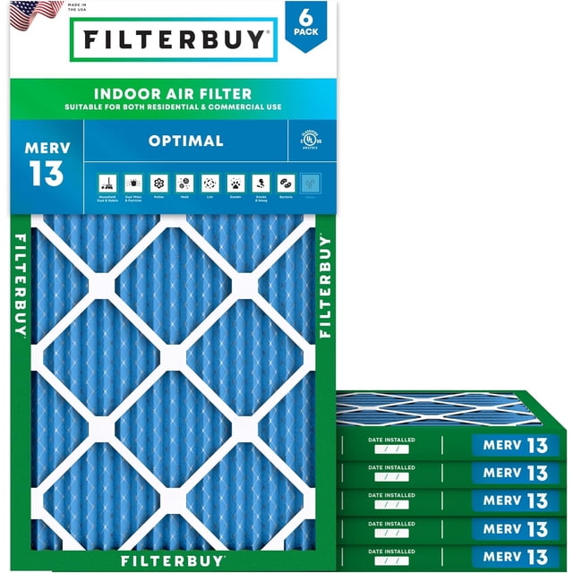 Filterbuy 16x28x1 Air Filter MERV 13 Health Defense, HVAC AC Furnace Air Filters Replacement (6-Pack)