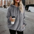 thumbnail image 2 of Womens Fuzzy Sherpa Hoodies Pullover Zip Fleece Sweatshirt Outwear, 2 of 8