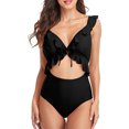 thumbnail image 1 of Womens One Piece Ruffle Cut Out Swimsuits Strappy Monokinis Bathing Suits, 1 of 6