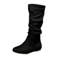 thumbnail image 2 of Styesk Bottes pour Femmes Bottes pour Femmes Mode Décontractée Polyvalente Fermeture Éclair Suède Style d'Automne Tendance de la Mode Bottes Empilées Plates Mi-Mollet Bottes de Travail pour Femmes, 2 of 6