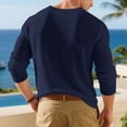 thumbnail image 4 of Wdfiry Men's Tops Solid Color Loose Plus Size Henley Tshirt Comfortable Fall Button Crewneck Long Sleeve Undershirts, 4 of 5