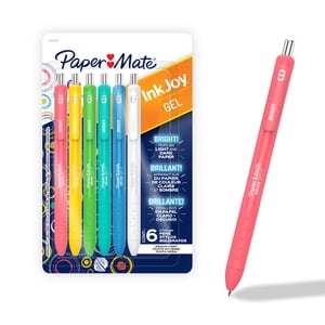 Paper Mate InkJoy Bright Pens, Gel Pens, Medium Point (0.7 mm), Retractable, Assorted Brighter Colours, 6 Count
