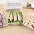 thumbnail image 3 of 1Pc Stackable Dumpling Organizer,Non-Slip Plastic Bin for Meat,Vegetables,Pasta,Transparent Food Storage Box for Kitchen and Fridge,Flat Rectangular Design Food Storage Containers with Lid(Clear), 3 of 8