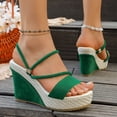 thumbnail image 1 of Hinvhai Sandales Espadrilles à Plateforme Compensée pour Femmes à Bout Ouvert, Sandales Compensées à Brides Croisées Sandales Espadrilles d'Été à Plateforme Vert Armée 7.5(40), 1 of 8