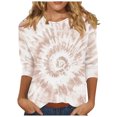 thumbnail image 2 of RXIRUCGD T-shirt Mode Imprimé Col Rond Manches 3/4 pour Femme, Kaki, Taille: m, 2 of 5