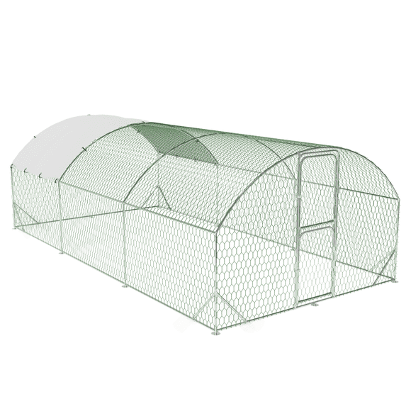Large Metal Chicken Coop with Run,9.8X19.7X6.6FT Walk in Poultry Cage Chicken Run Pen with Waterproof & Anti-Ultraviolet Cover,Ideal for Ducks