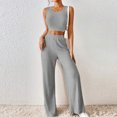 thumbnail image 2 of Yuyuzo Ensemble de Détente pour Femmes Sans Manches Col Rond Crop Top et Pantalon Taille Haute Ensemble de Pull 2 Pcs, 2 of 6