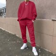 thumbnail image 2 of Kcodviy Male Casual Solid Two Pinstripe Pants and Vest Mens Piece Suit O Neck Mens Jacket off Shoulder Sleeve Sweatshirt Chalk Stripe Suit Drawstring Pocket Pants Set, 2 of 5