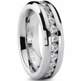 thumbnail image 1 of Bague Éternité en Titane pour Femme 6 mm Zircone Cubique Mariage CZ 2,4 Tcw, 1 of 6
