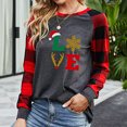 thumbnail image 1 of PVCS Chemises de Noël pour Femmes Hauts à Carreaux à Empiècements Manches Longues Chandails Tendance Blouse Hauts, 1 of 6