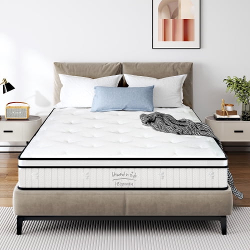 taoruifang 10 Inch white Full Mattress Memory Foam Mattress with Pocket Spring, Soft & Comfortable Medium Firm