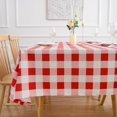 thumbnail image 4 of Red and White Checkered Tablecloth Spring Rectangle Buffalo Plaid Gingham Table Cloth - Oblong 60" X 120" Polyester Table Cover Reusable Water Resistant Wipeable for Summer Holiday Kitchen Decorations, 4 of 6