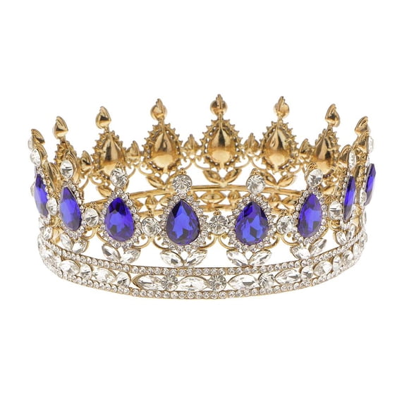 Bijoux Couronne Roi / Reine Diadèmes en Strass Diadème pour Cheveux Plaqué Or Cadeau Déco Bleu