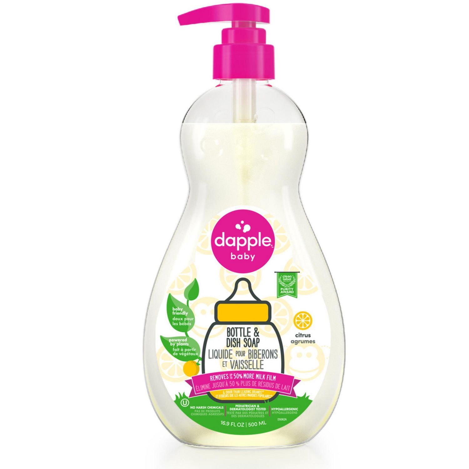 Savon pour bouteille et vaisselle Dapple®, agrumes frais, 500ml