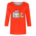 thumbnail image 4 of Xihbxyly Hauts Grande Taille pour Femmes Manches 3/4 T-shirt Imprimé Col Rond de Pâques Manches 3/4 Chandail Col Rond Cadeau de Vacances, 4 of 5