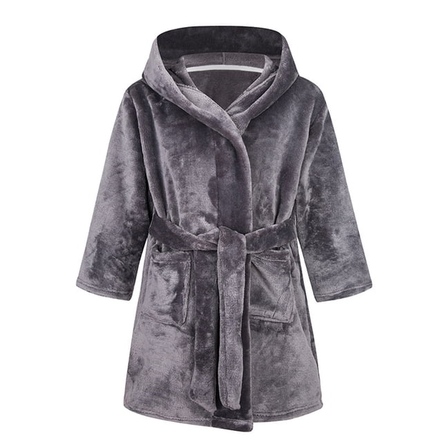 Splozh Kids Robes Girls Boys Girls Fashion Bathrobe Soft Robe Hooded Robe Cloth Cotton Bathrobe Dark Gray,9-10 Years