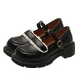 thumbnail image 2 of EGNMCR Bottes d'Hiver pour Femmes, Bottes d'Hiver pour Femmes Style Japonais Mignonnes Chaussures en Cuir à Bout Rond avec Jupe pour Femmes Nouvelles Chaussures Simples d'Été Bottes pour Femmes, 2 of 7