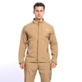 thumbnail image 1 of LSLJS Outdoor Skin Soft Warm Fleece Sports Stand-up Collar Men's Jacket( Khaki, L), 1 of 9