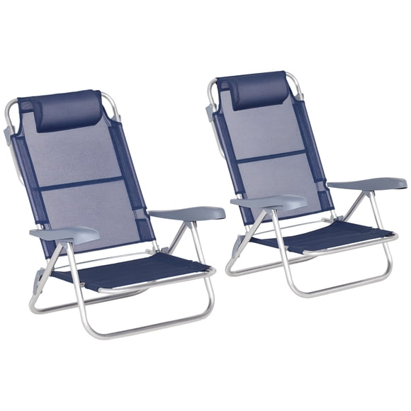 Outsunn Set of 2 Fishing Chairs, Camping Chairs for Outdoor, Dark Blue