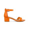 thumbnail image 3 of BLISSFUL STEP Women's Shoes Open Toe Block Heel Ankle Strap Sandals Orange 6, 3 of 7