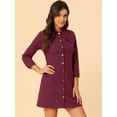 thumbnail image 3 of INSPIRE CHIC Robe-Chemise Ajustée en Denim pour Femmes à Manches 3/4 Boutonnée, 3 of 6