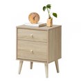 thumbnail image 1 of Gymax Nightstand 2-Drawer Beside End Side Table w/Rubber Legs Oak Finish, 1 of 10