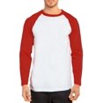 thumbnail image 4 of SLM Men's Long Sleeve Cotton Baseball Raglan Tee Shirt Jersey -White/Red-Small, 4 of 5
