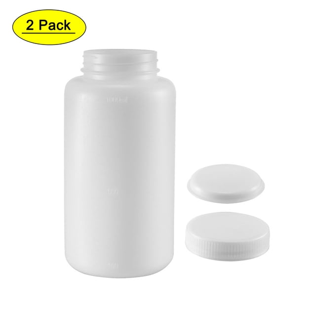 Unique Bargains Bouteille de Réactif Chimique de Laboratoire en Plastique 1000ml / 34oz Échantillon de Bouche Large Scellant Récipient de Stockage de Liquide 2 pcs