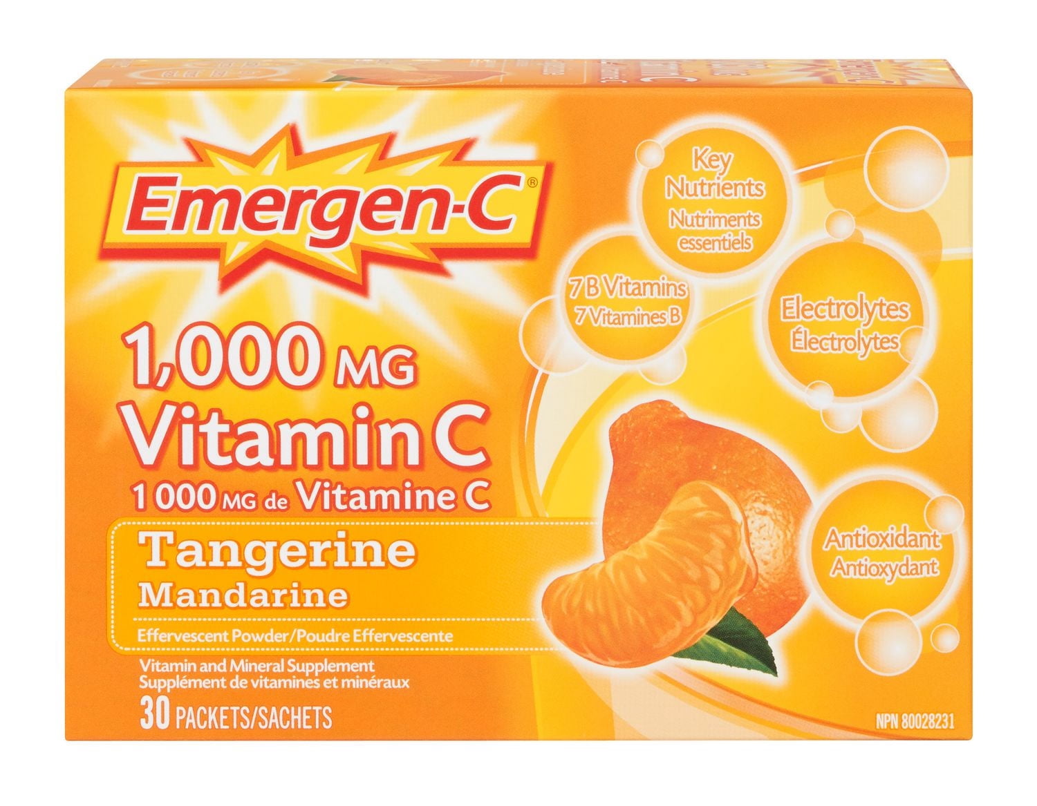 Emergen-C® Tangerine 1000mg Vitamin C / Electrolytes / B Vitamins ...