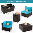 thumbnail image 3 of Gymax Set of 7 Patio Furniture Set 40000 BTU Gas Fire Pit Table Propane Tank Cover Table Turquoise, 3 of 9