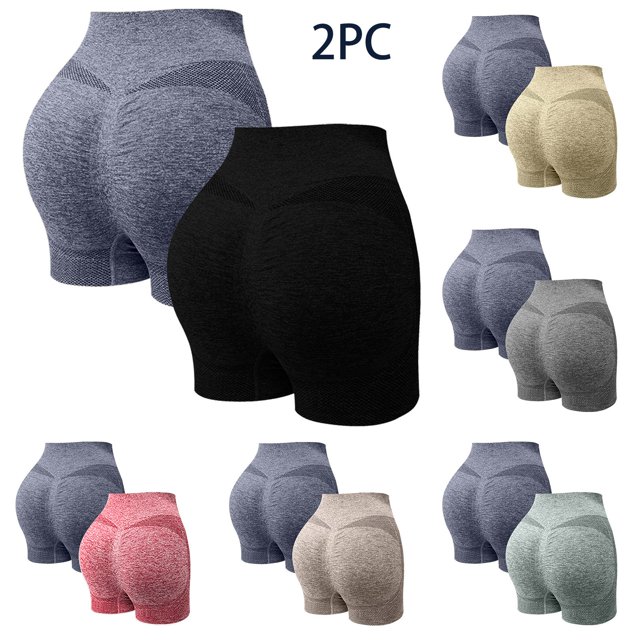 Hurxie Deals 2 Pcs Shorts d'Entraînement pour Femmes Sans Roulement Compression Sans Couture Short de Gym