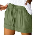 thumbnail image 2 of Pisexur Womens Shorts Solid Color Elastic Waist Shorts Summer Casual Adjustable Drawstring Shorts Quick Dry Gym Yoga Workout Shorts Comfy Loose Linen Shorts Plus Size Shorts with Pockets S-5XL, 2 of 7