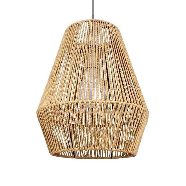 Rope Woven Hanging Lamp Shade Light Shade Sturdy Retro Ceiling Lantern Cover Khaki