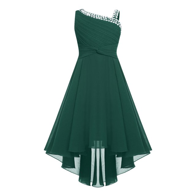 Doomiva Robe d'Été Sans Manches à Sequins pour Fille, Robe de Demoiselle d'Honneur Formelle Vert Armée 6